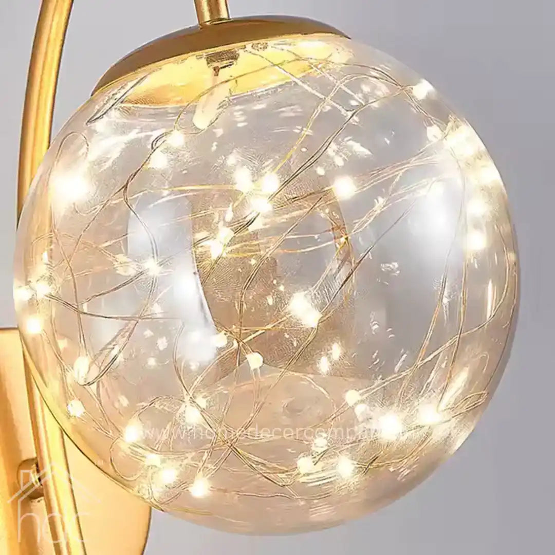 Hdc Fairy Glass Ball Stag Deer Golden Wall Light For Living Room, Bedroom