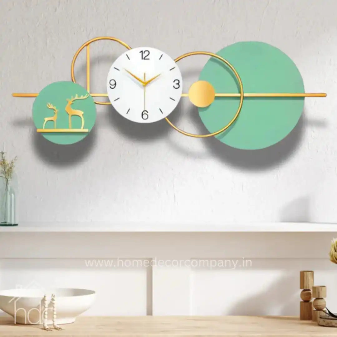 Hdc Green And Gold Circular Wall Clock