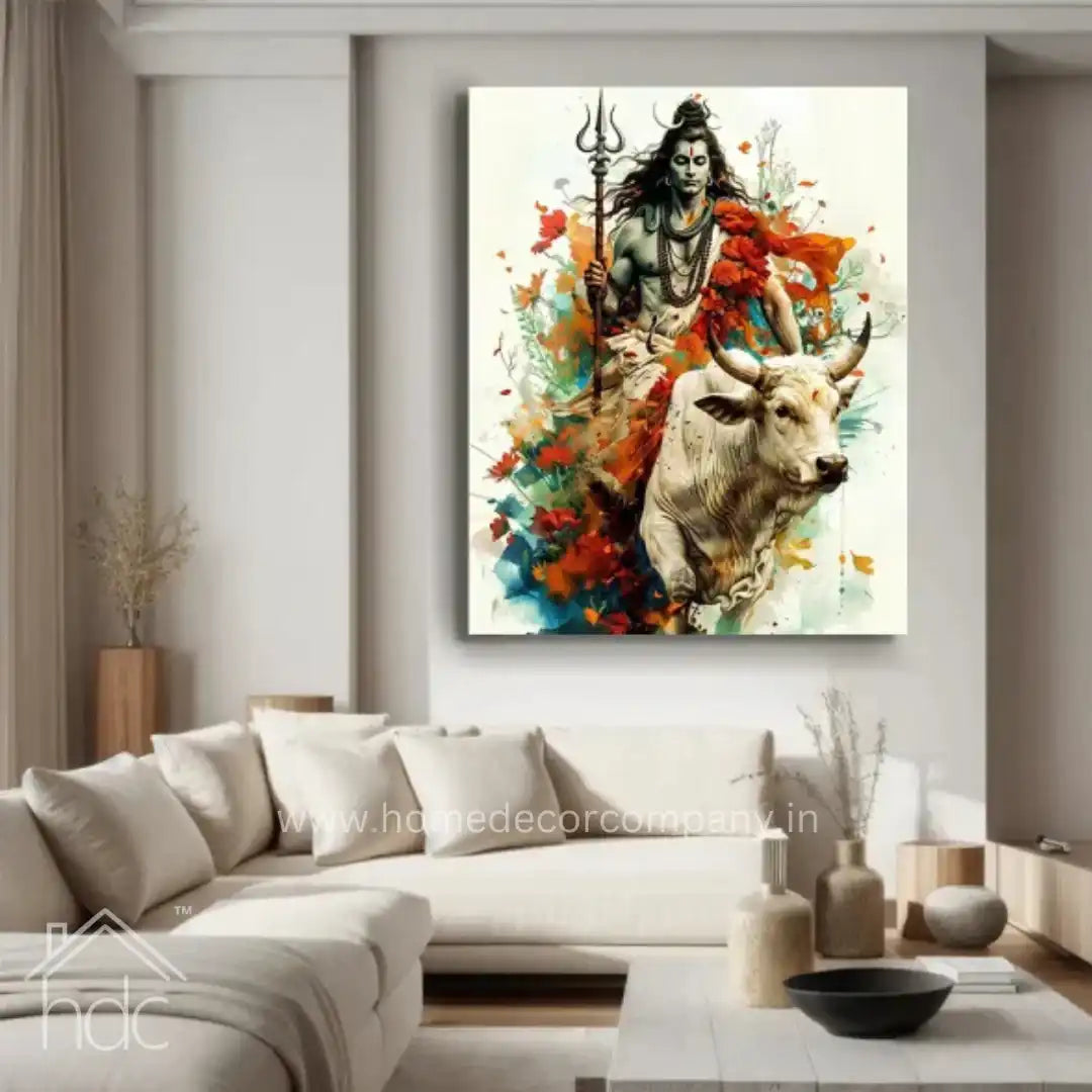 Hdc Crystal painting of lord shiva on Nandi for Home Decor Office Living Room Decoration