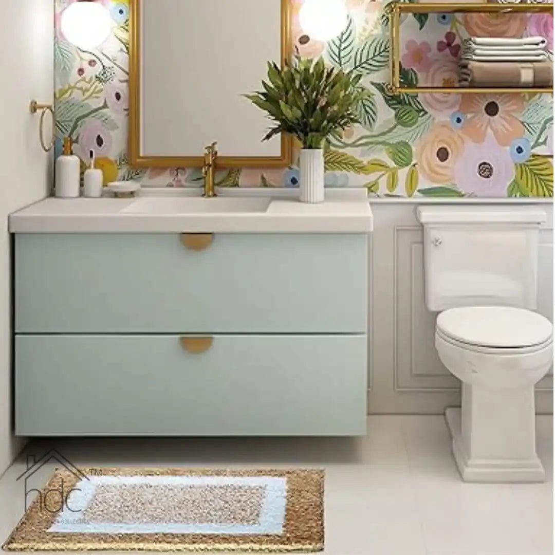 Hdc 40*60, 50*80 CM Striped Anti-Skid Rectangular Set of-1 Microfiber Bathmats for Home | Bathroom | Bedroom | Kitchen | Floor Mat (Beige)