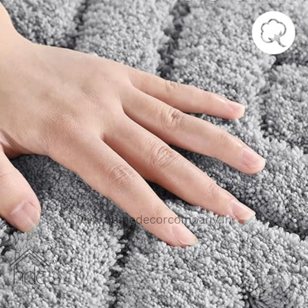 Hdc 40*60, 50*80 CM Bathroom Rugs Floor Mat Fluffy Ultra Absorbent Shower Rug for Bathtub or Sink, Non Slip Bath Mats, Machine Washable, High Density Colour (Grey)