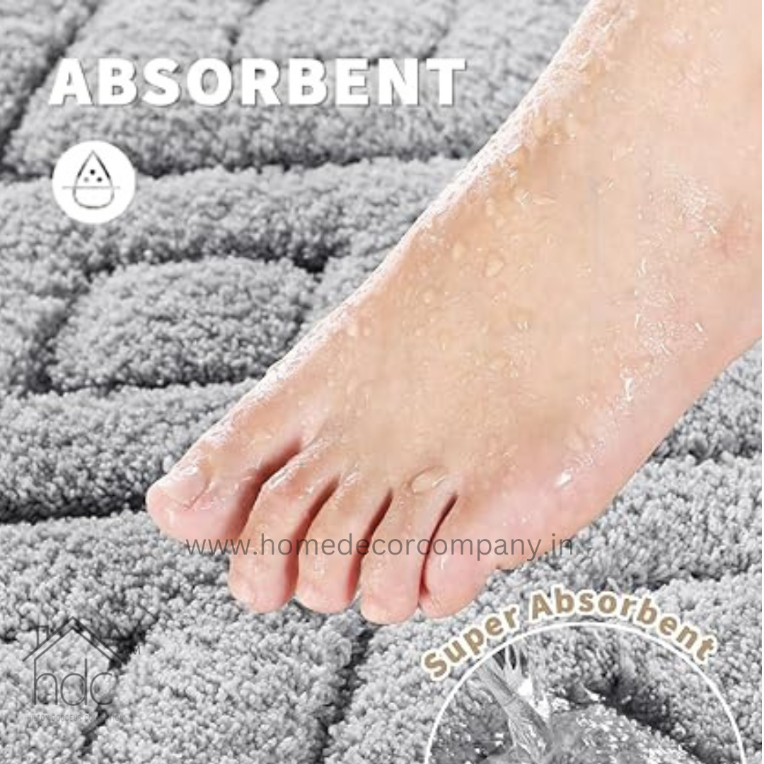 Hdc 40*60, 50*80 CM Bathroom Rugs Floor Mat Fluffy Ultra Absorbent Shower Rug for Bathtub or Sink, Non Slip Bath Mats, Machine Washable, High Density Colour (Grey)
