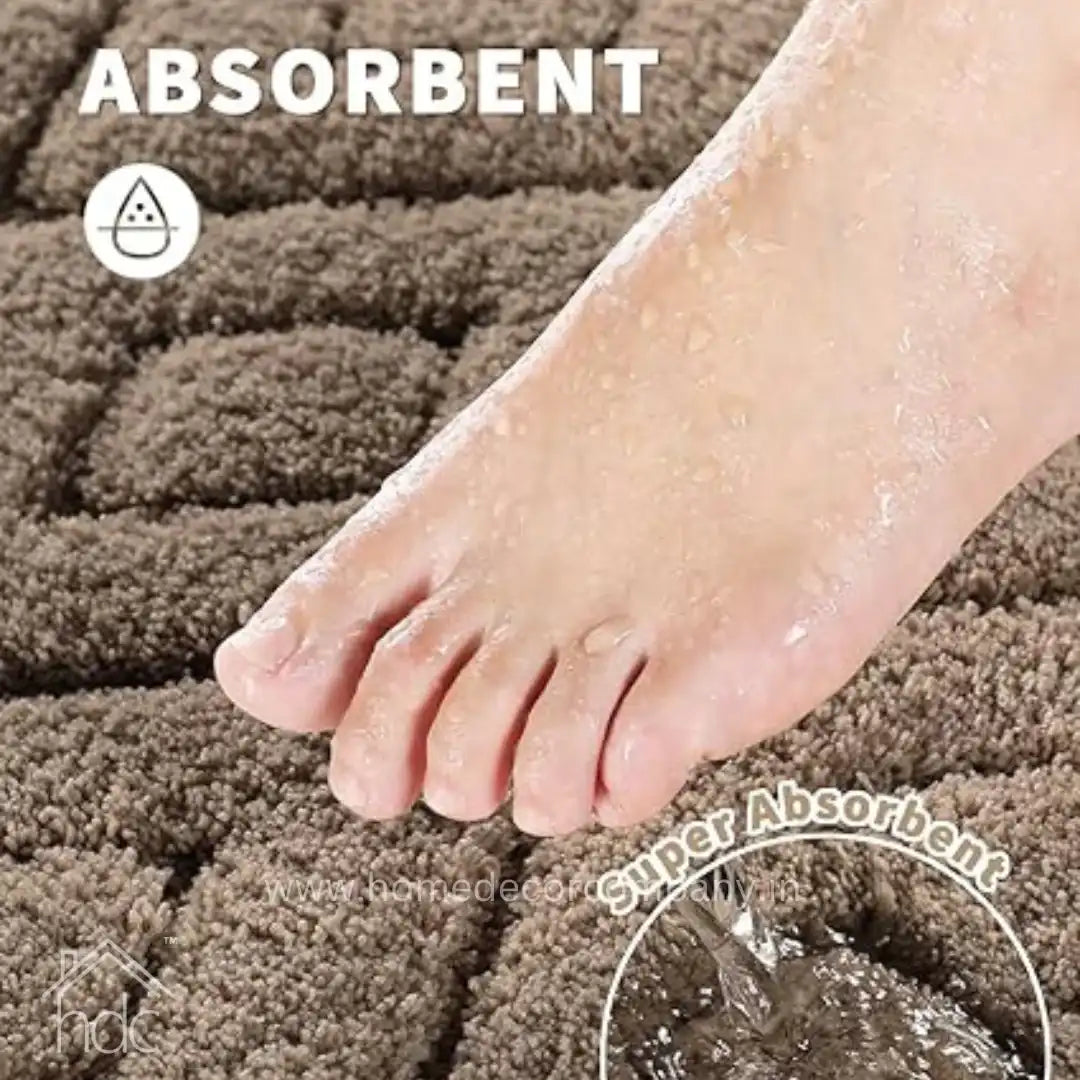 Hdc 40*60, 50*80 CM Bathroom Rugs Floor Mat Fluffy Ultra Absorbent Shower Rug for Bathtub or Sink, Non Slip Bath Mats, Machine Washable, High Density Colour (Brown)