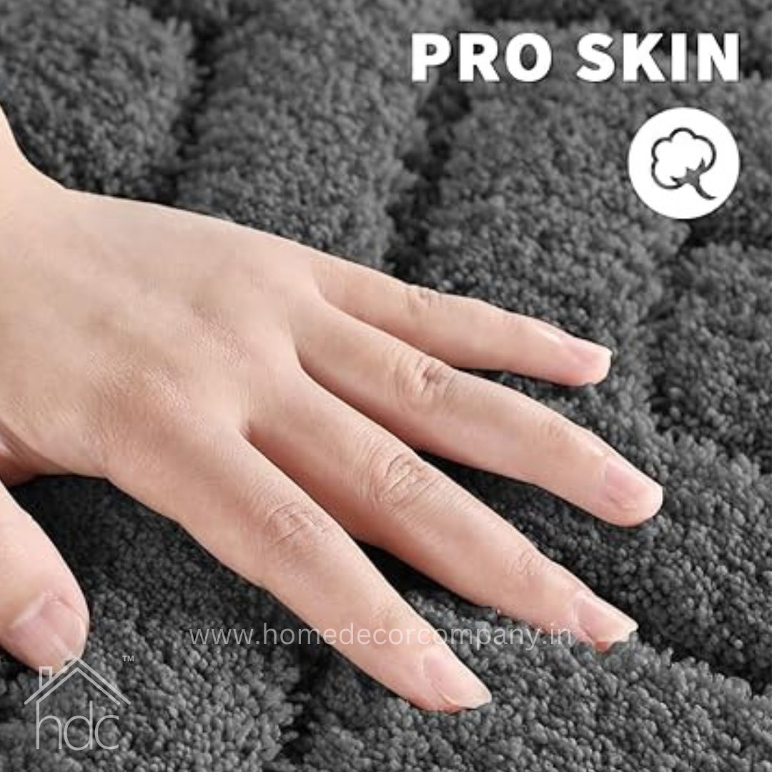 Hdc 40*60, 50*80 CM Bathroom Rugs Floor Mat Fluffy Ultra Absorbent Shower Rug for Bathtub or Sink, Non Slip Bath Mats, Machine Washable, High Density Colour (Dark Grey)