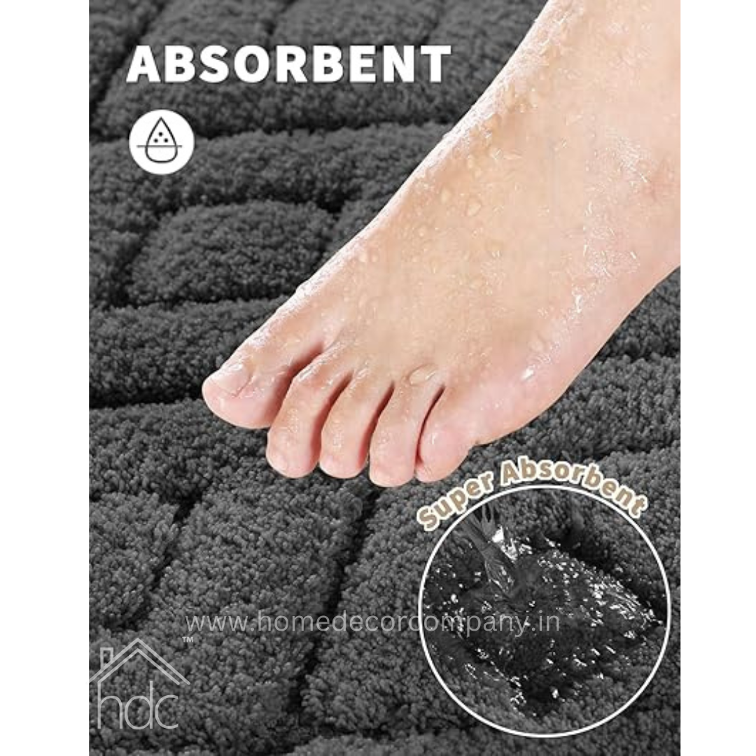 Hdc 40*60, 50*80 CM Bathroom Rugs Floor Mat Fluffy Ultra Absorbent Shower Rug for Bathtub or Sink, Non Slip Bath Mats, Machine Washable, High Density Colour (Dark Grey)