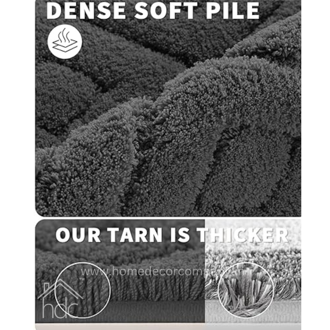 Hdc 40*60, 50*80 CM Bathroom Rugs Floor Mat Fluffy Ultra Absorbent Shower Rug for Bathtub or Sink, Non Slip Bath Mats, Machine Washable, High Density Colour (Dark Grey)