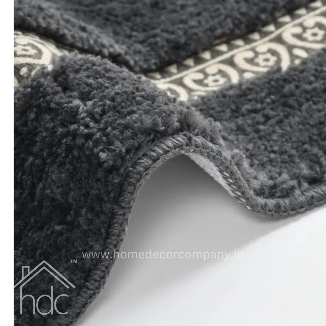 Hdc 40*60, 50*80 CM Modern Super Soft Microfibre Solid Bath Mat 2000 GSM Super Absorbent Anti Skid Mats for Bathroom Mat/Bedroom/Kitchen/Door Mat/Floor Mat Colour (Dark Grey)