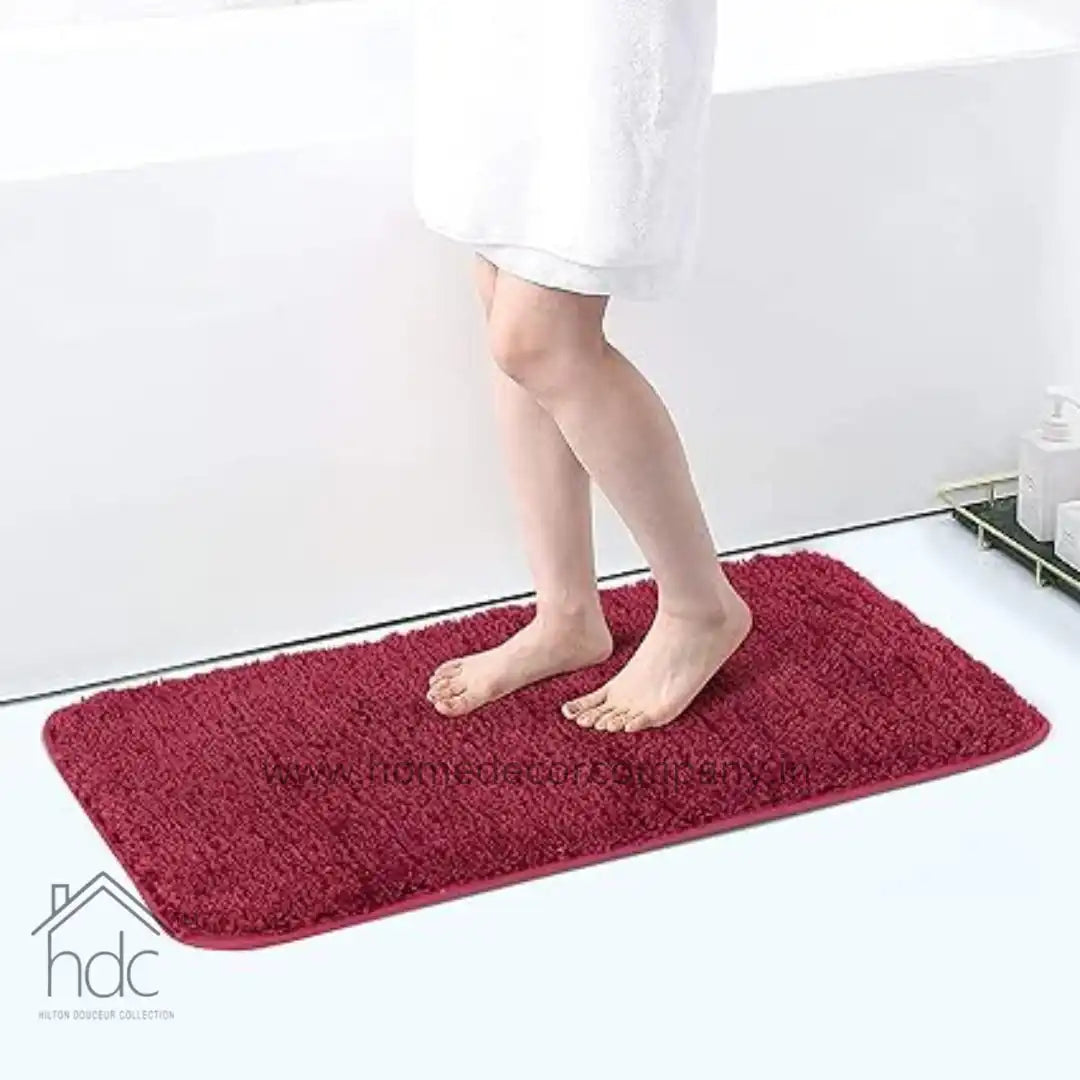 Hdc 40*60, 40*50 CM Modern Everyday Microfiber Anti Skid & Super Absorbent Ultra Soft Bathmat and Shaggy Floor Mats, Non-Slip, Rug for Home, Kitchen and Bathroom, 2 PC Set colour (Red)
