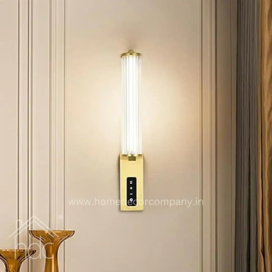 HDC Modern LED Golden Bedside Lamp for Hallway Decorative Striped Wall Sconces Acrylic Wall Mounted Lampshade with Touch Switch