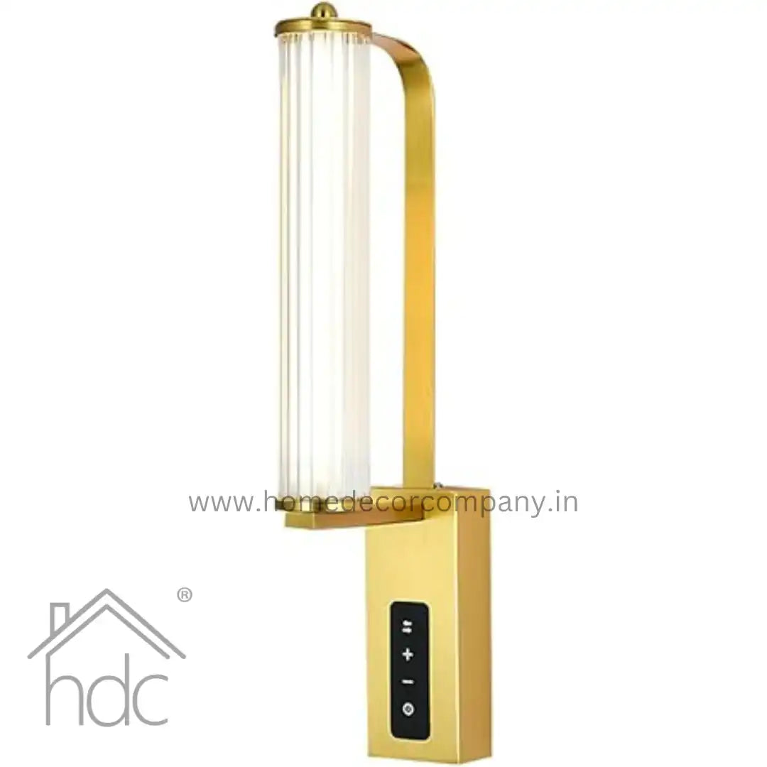 HDC Modern LED Golden Bedside Lamp for Hallway Decorative Striped Wall Sconces Acrylic Wall Mounted Lampshade with Touch Switch