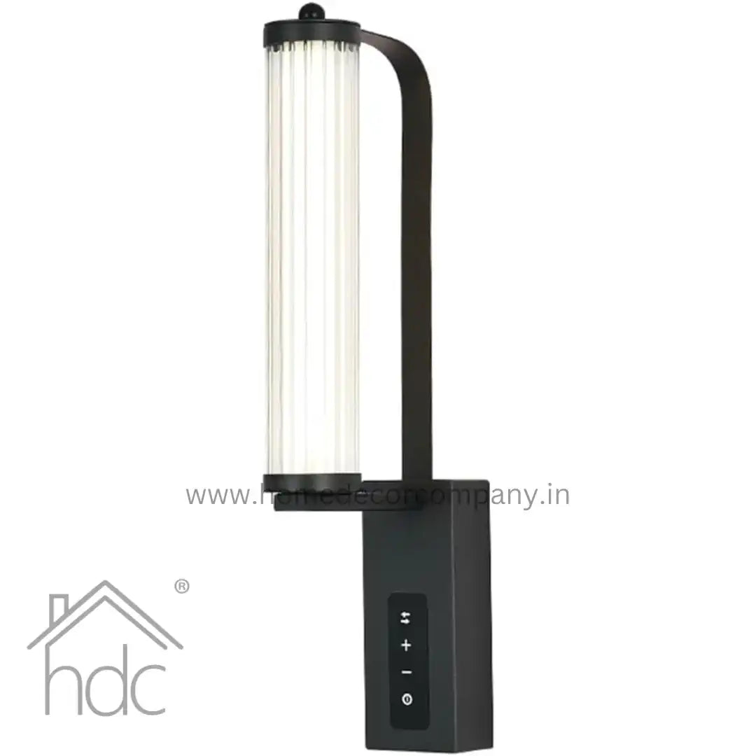 HDC Modern LED Matt Black Bedside Lamp for Hallway Decorative Striped Wall Sconces Acrylic Wall Mounted Lampshade with Touch Switch