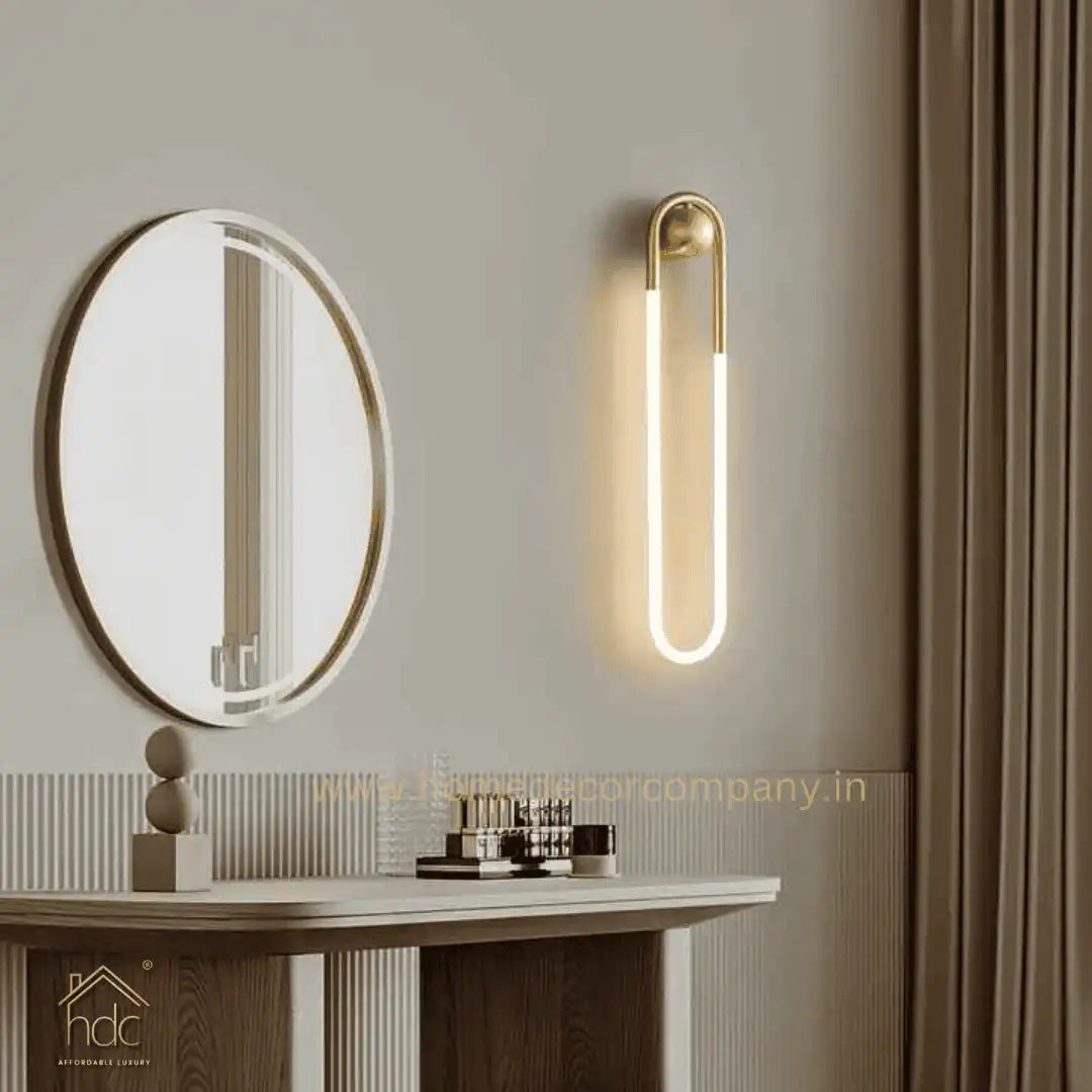 HDC Nordic Minimalist Copper Loop Acrylic Wall Lamp Ring LED Wall Light for Living Room Bedroom