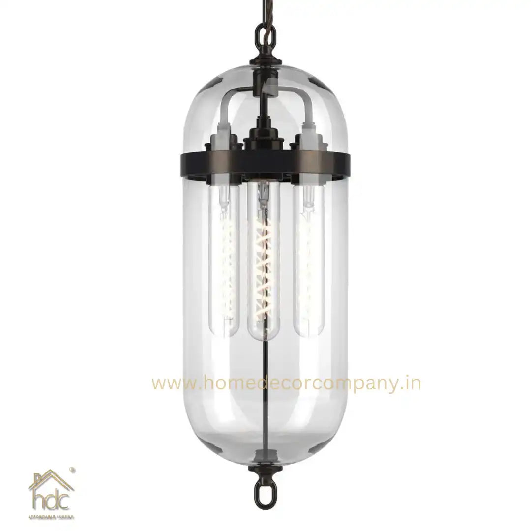HDC Modern Glass Hanging Chandelier for Indoor Home Living Room Hotel Bedroom Pendant Light (Amber)