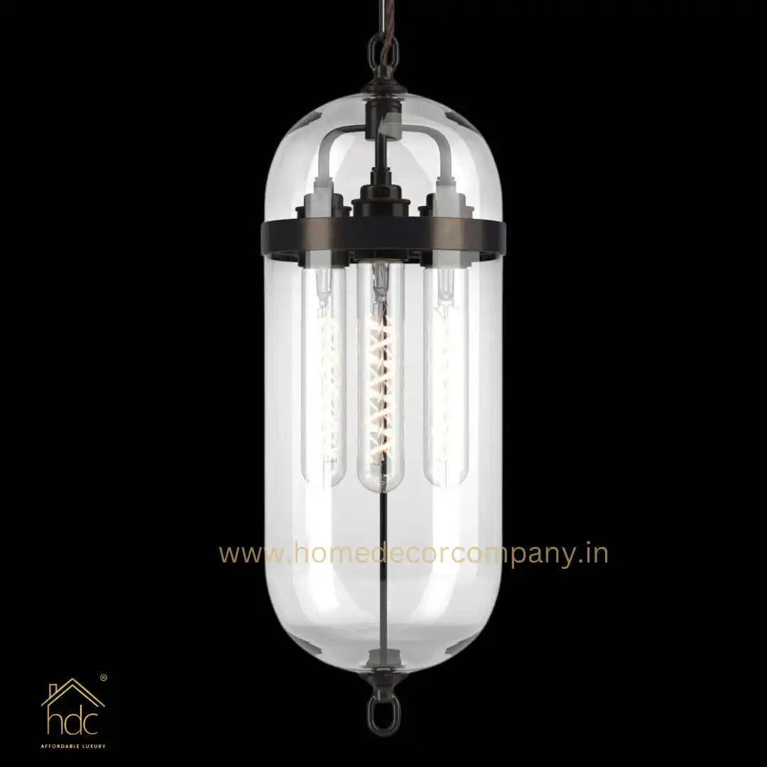 HDC Modern Glass Hanging Chandelier for Indoor Home Living Room Hotel Bedroom Pendant Light (Amber)