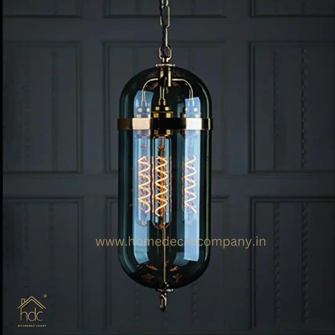HDC Modern Glass Hanging Chandelier for Indoor Home Living Room Hotel Bedroom Pendant Light (Smoke)