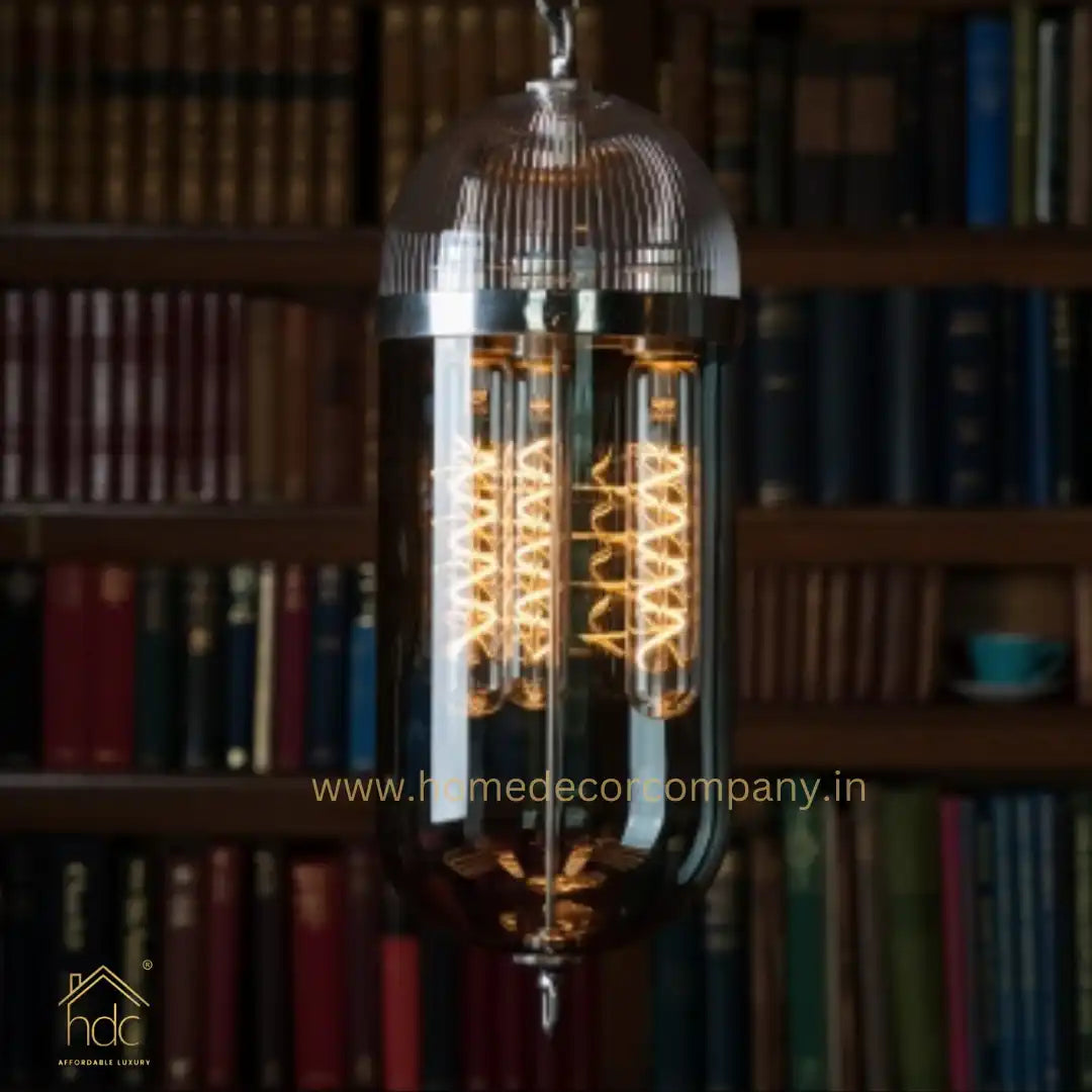 HDC Modern Glass Hanging Chandelier for Indoor Home Living Room Hotel Bedroom Pendant Light (Smoke)