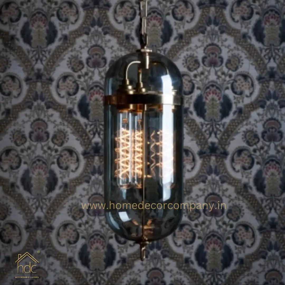 HDC Modern Glass Hanging Chandelier for Indoor Home Living Room Hotel Bedroom Pendant Light (Smoke)