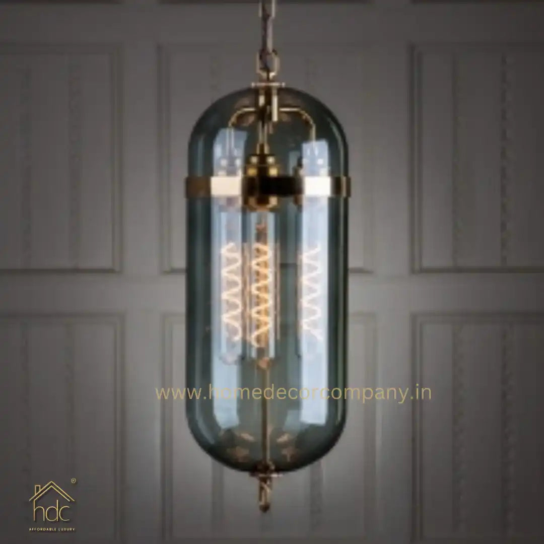 HDC Modern Glass Hanging Chandelier for Indoor Home Living Room Hotel Bedroom Pendant Light (Smoke)