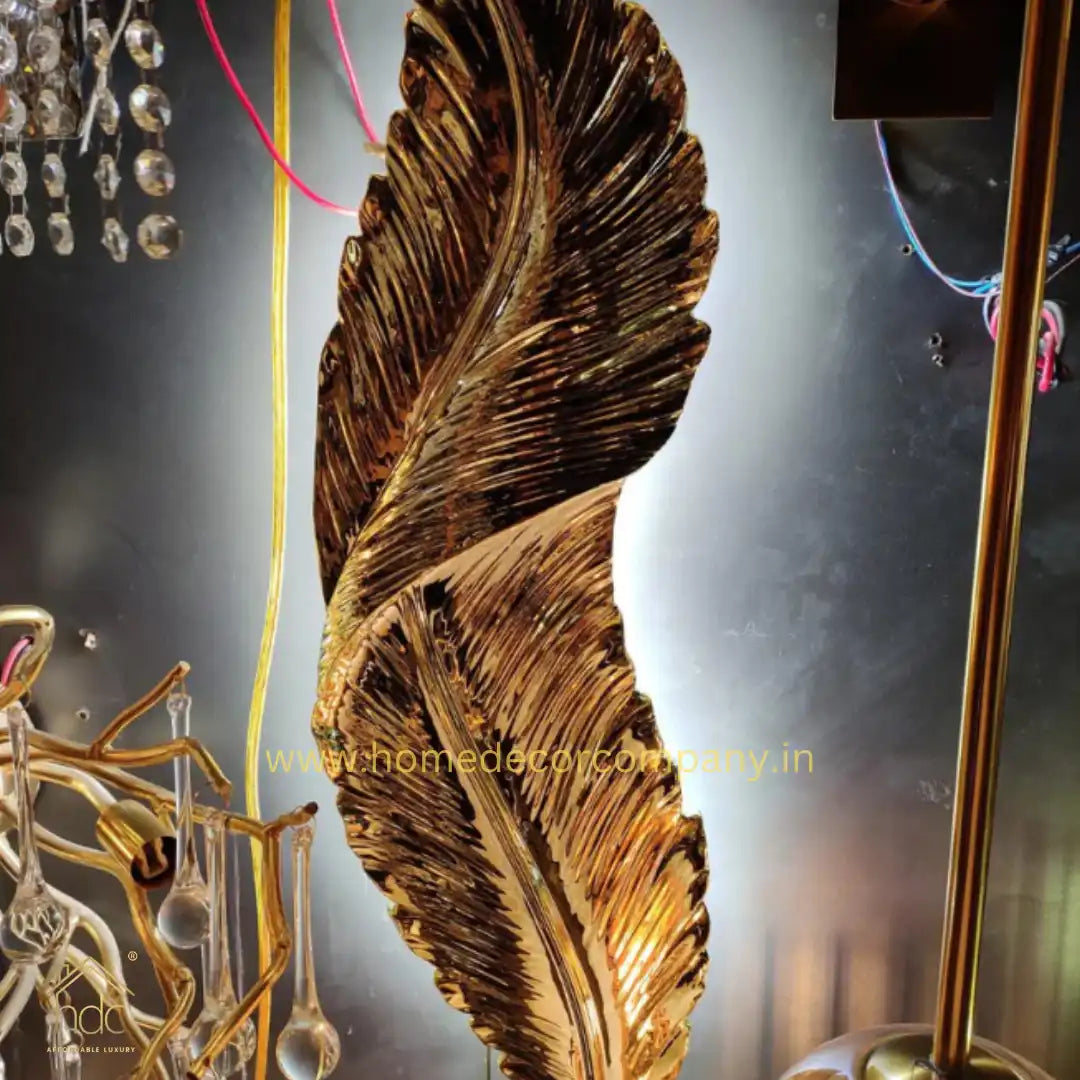 HDC Gold Feather Shape Modern Led Wall Decor Light Home Decorative Nordic Luxury Wall Lamp