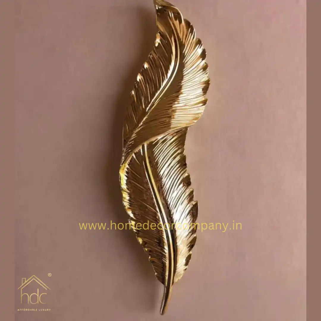 HDC Gold Feather Shape Modern Led Wall Decor Light Home Decorative Nordic Luxury Wall Lamp