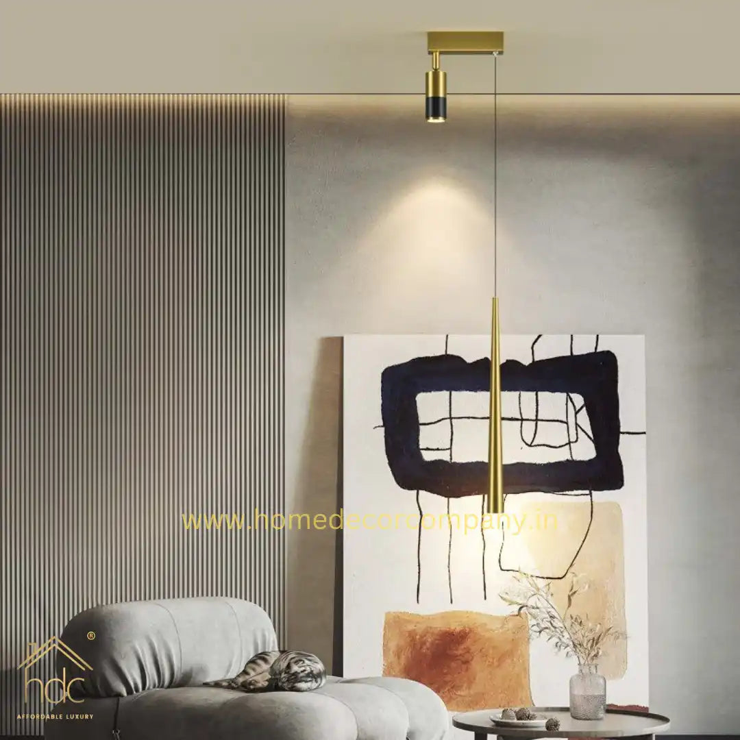 HDC Creative Geometric Line Star Led Pendant Lamp With Led Spotlight Cone Round Gold Black Lighting