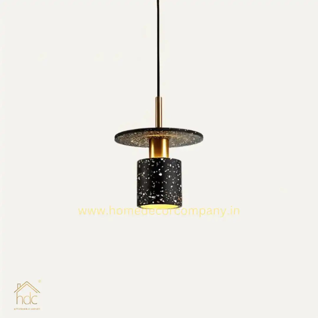 Hdc Modern Nordic Concrete Stone Pendant Hanging Lamp Tarrazzo Chandeliers for Living Dining Room (Black)