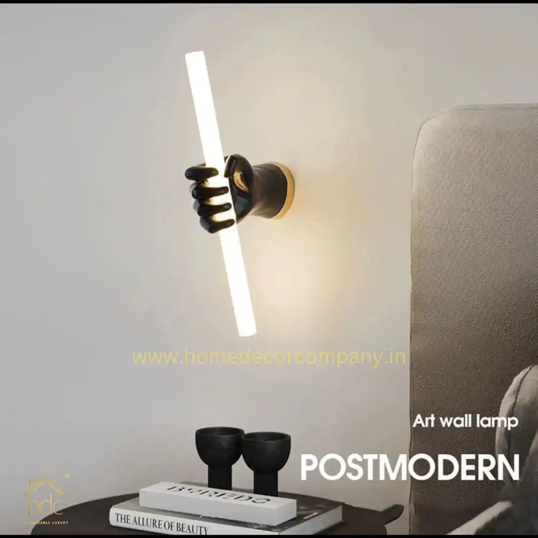 HDC LED Black And White Hand Holding Long Modern Wall Light Living Room LCD Panel Light