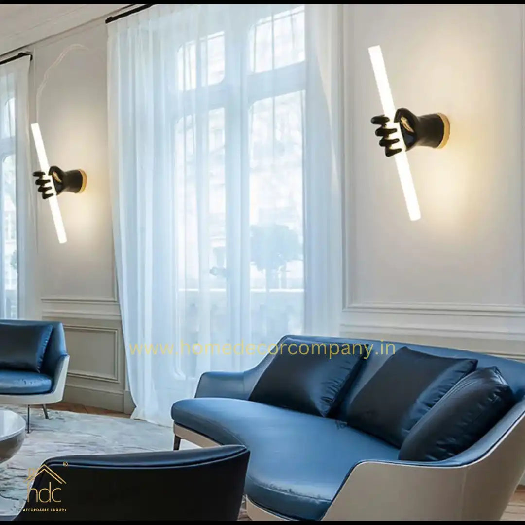 HDC LED Black And White Hand Holding Long Modern Wall Light Living Room LCD Panel Light