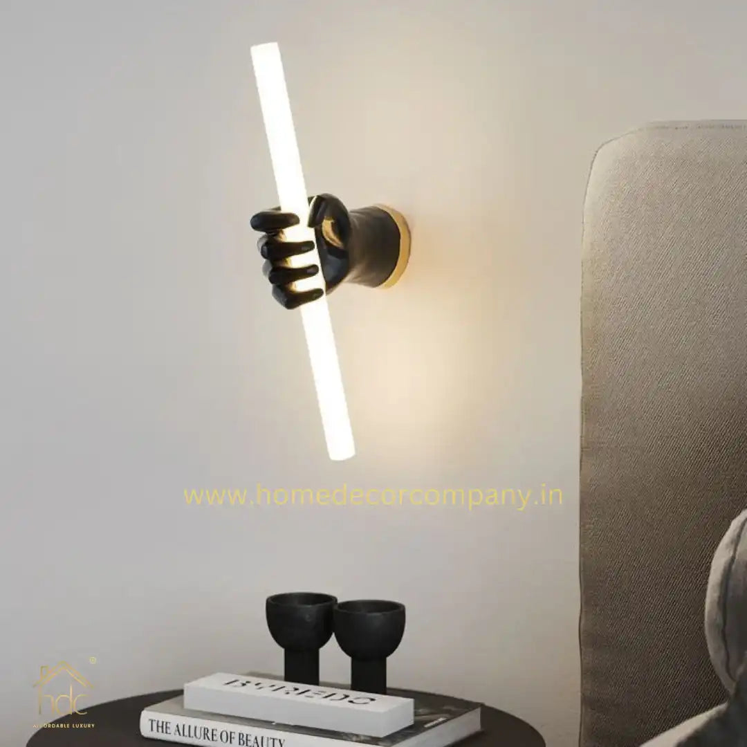 HDC LED Black And White Hand Holding Long Modern Wall Light Living Room LCD Panel Light