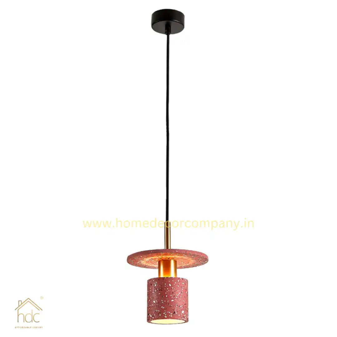 Hdc Modern Nordic Concrete Stone Pendant Hanging Lamp Tarrazzo Chandeliers for Living Dining Room (Pink)