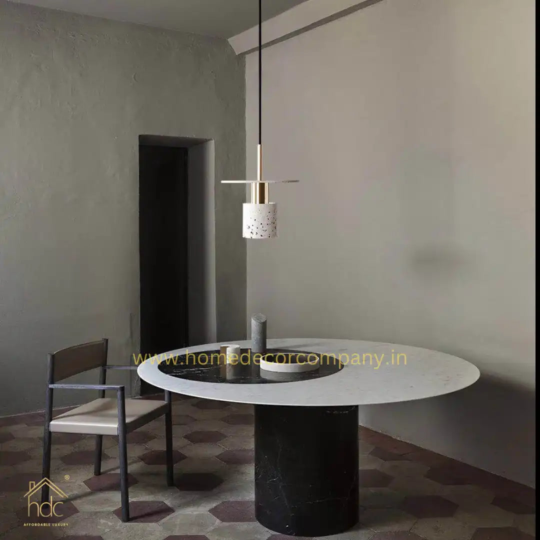 Hdc Modern Nordic Concrete Stone Pendant Hanging Lamp Tarrazzo for Living Dining Room (White)