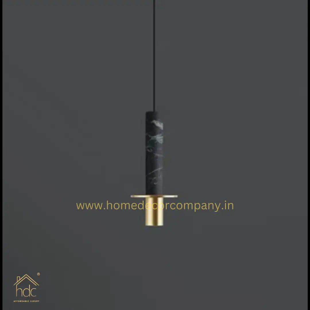 Hdc Modern Nordic Modern Minimalist Bedroom Bedside Black Long Line Pendent Lamp Designer Light Luxury Restaurant Natural Stone Droplight (Black)