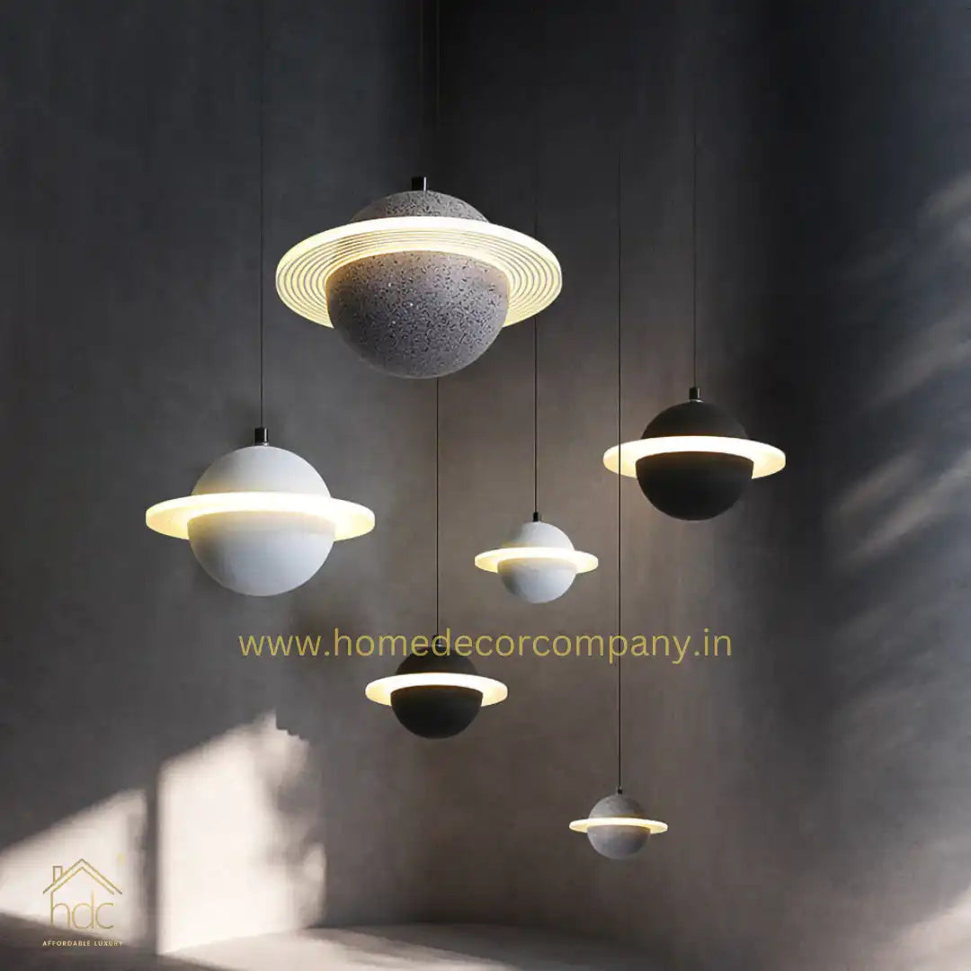 Hdc Modern LED Planet Shape Industrial Cement Hanging Lamps for Restaurant Bar Island Kitchen