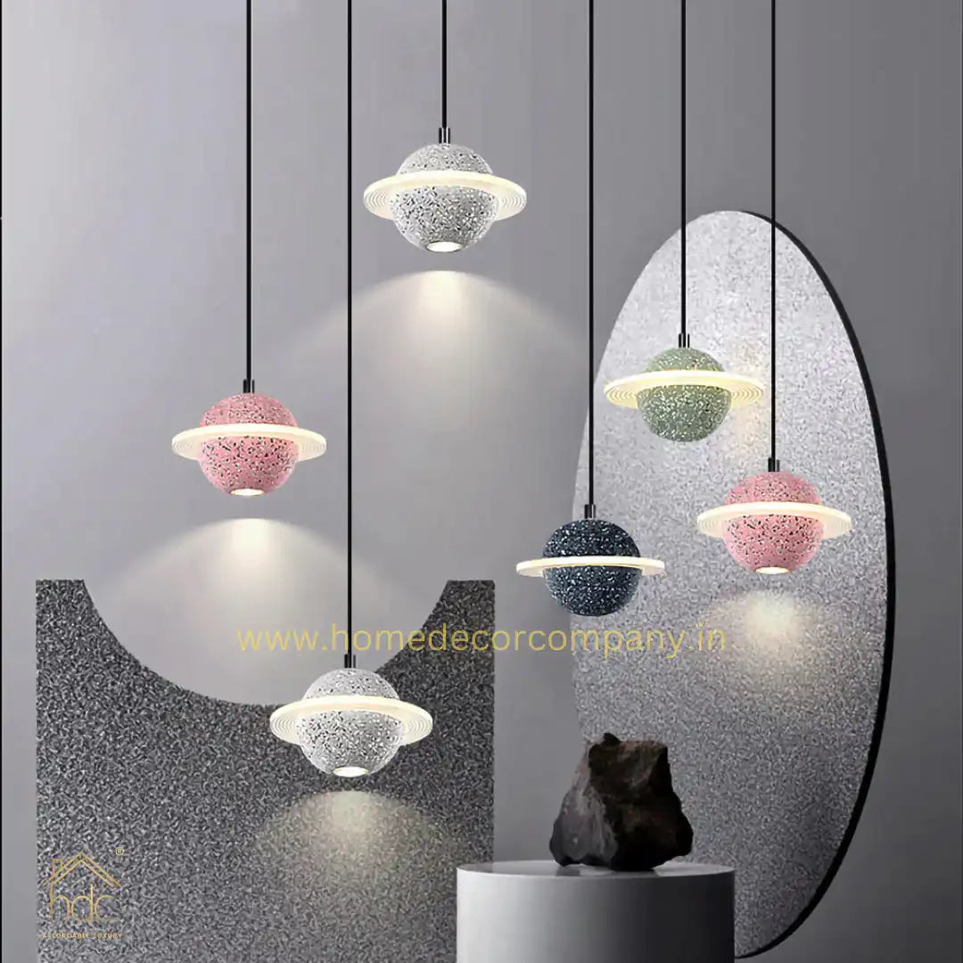 Hdc Modern LED Planet Shape Industrial Cement Hanging Lamps for Restaurant Bar Island Kitchen