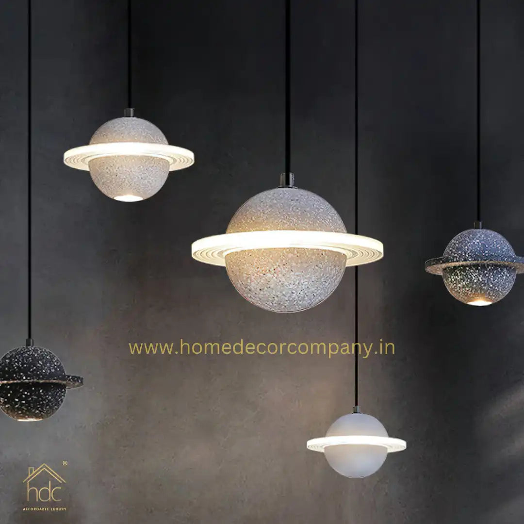 Hdc Modern LED Planet Shape Industrial Cement Pendant Light Hanging Lamps for Restaurant Bar Island Kitchen