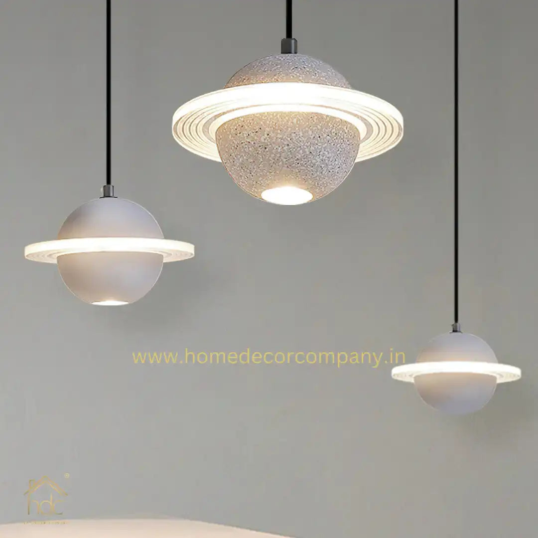 Hdc Modern LED Planet Shape Industrial Cement Pendant Light Hanging Lamps for Restaurant Bar Island Kitchen