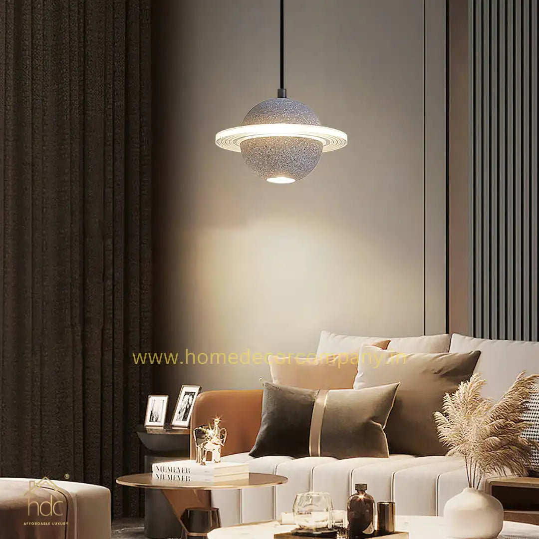Hdc Modern LED Planet Shape Industrial Cement Pendant Light Hanging Lamps for Restaurant Bar Island Kitchen