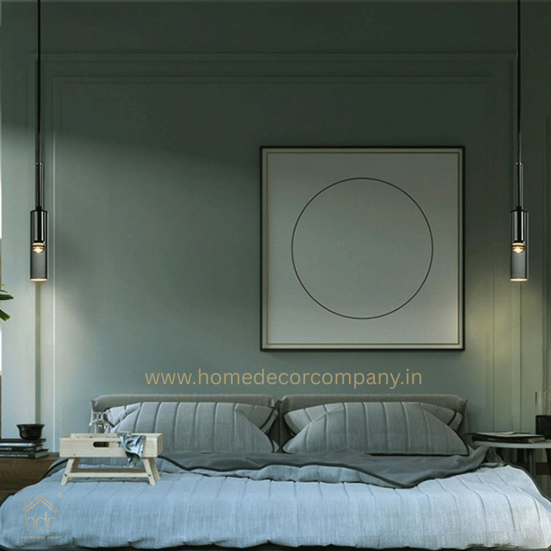 HDC Modern Smoke Slim Glass Pendant Light for Bedside Hanging Light - Warm White