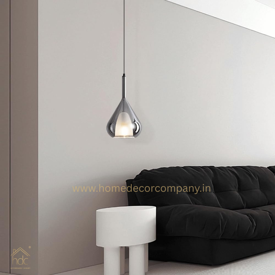 HDC Minimalist Creative Chandelier, E27 Screw Ceiling Lighting Fixtures, Nordic Personality Metal Glass Pendant Light, Balcony Decoration Hanging Lamp
