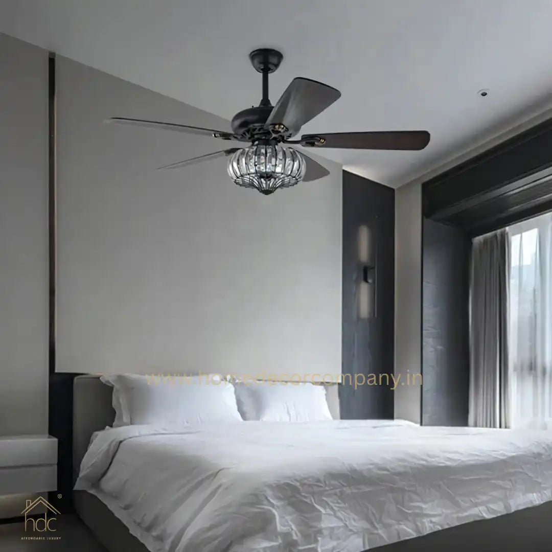 HDC Woodland Crystal Chandelier Ceiling Fan with Remote Control