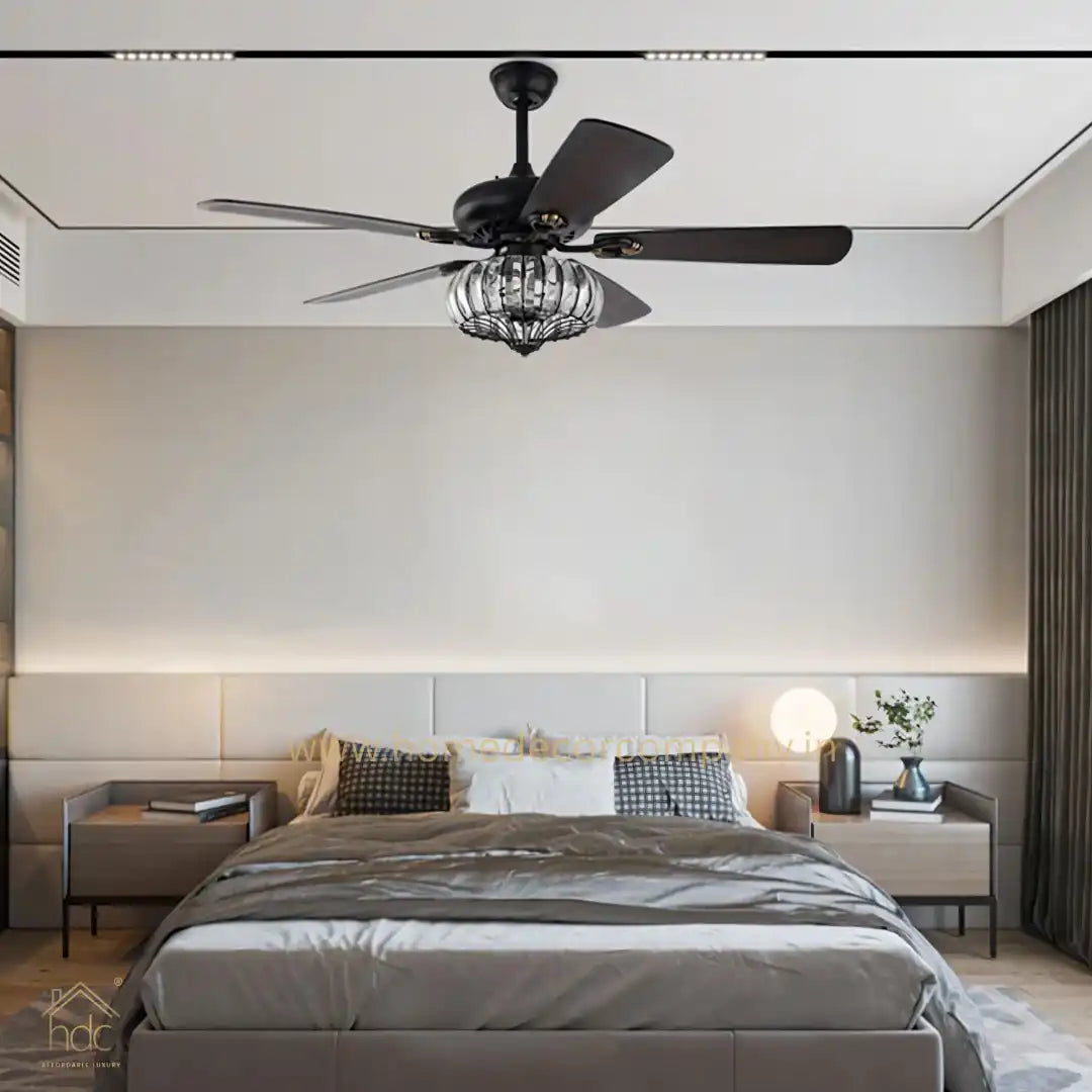 HDC Woodland Crystal Chandelier Ceiling Fan with Remote Control