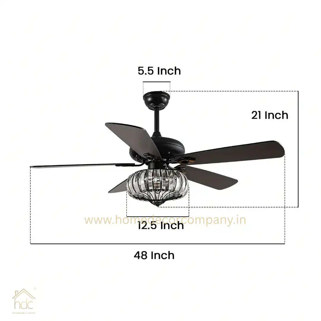 HDC Woodland Crystal Chandelier Ceiling Fan with Remote Control
