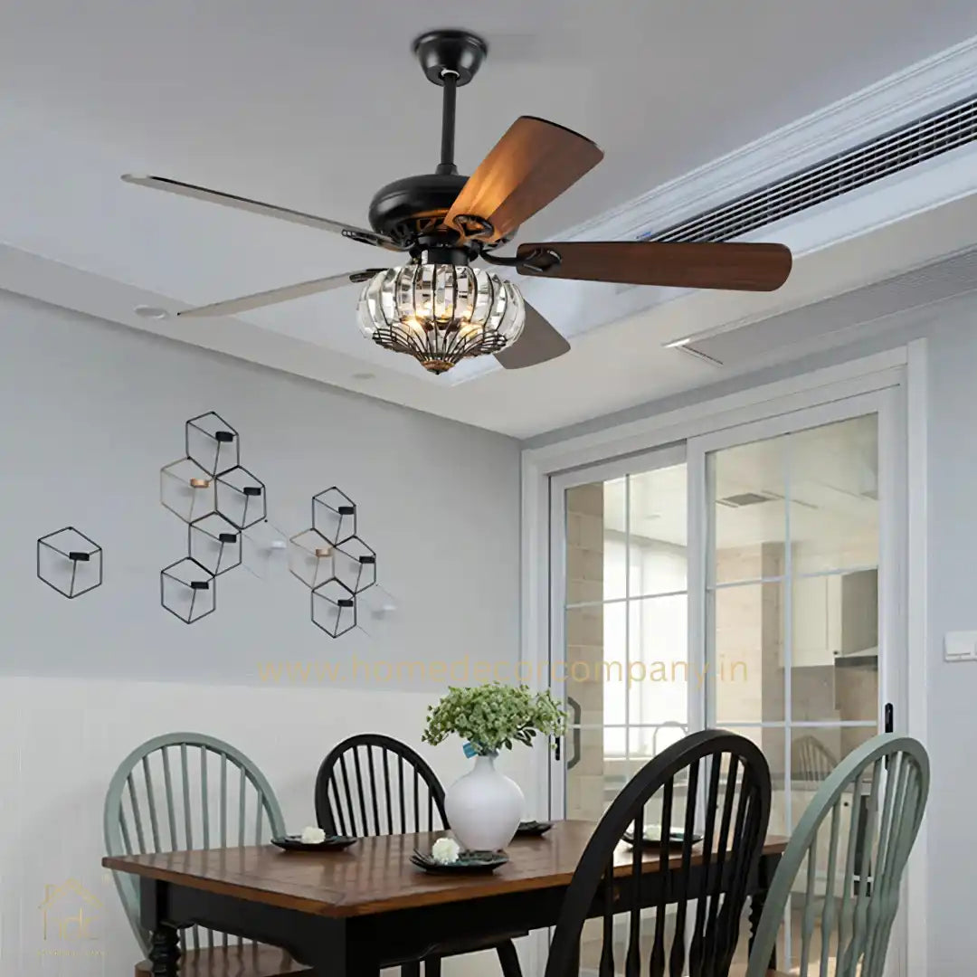 HDC Woodland Crystal Chandelier Ceiling Fan with Remote Control
