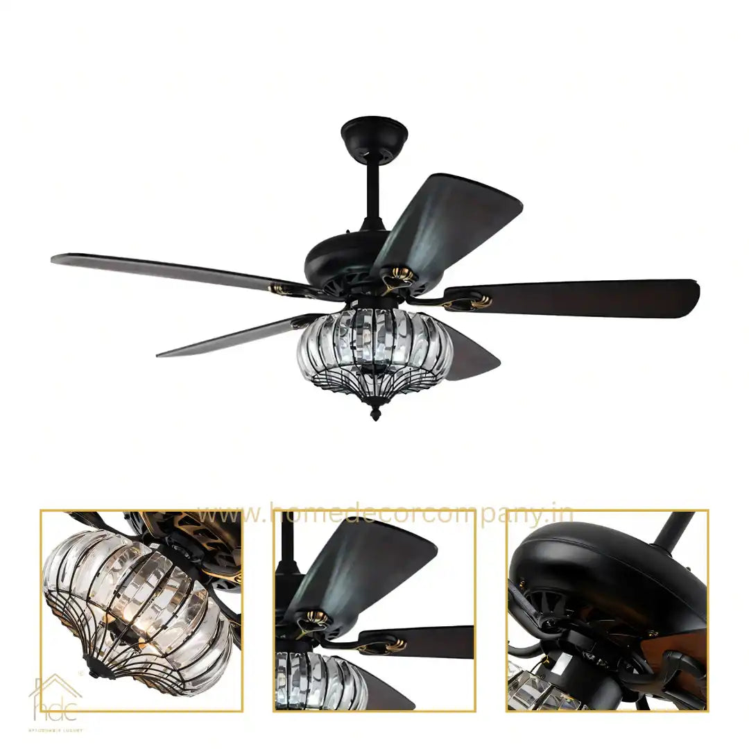 HDC Woodland Crystal Chandelier Ceiling Fan with Remote Control