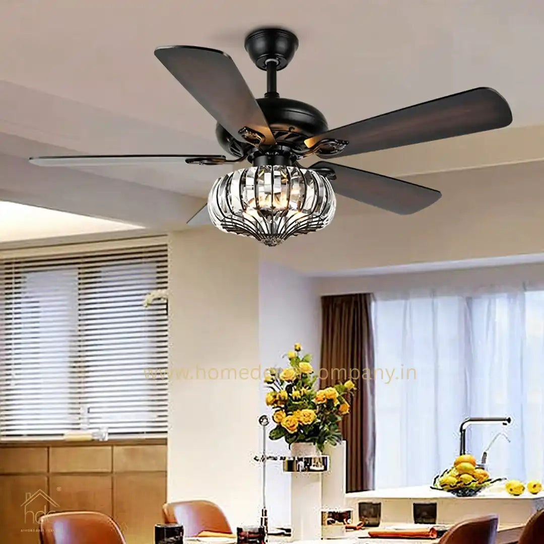 HDC Woodland Crystal Chandelier Ceiling Fan with Remote Control