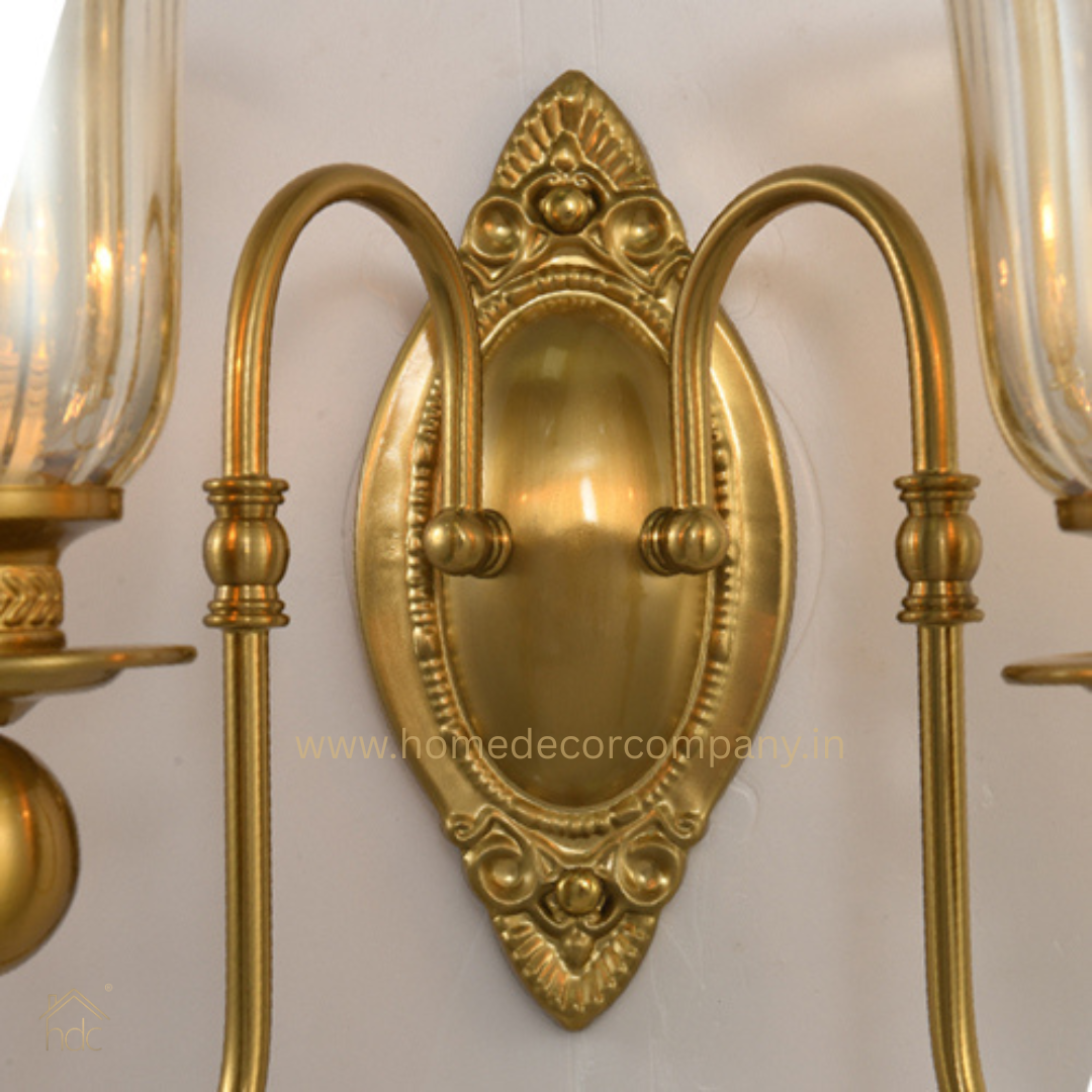HDC 2 Light Vintage Brass Gold Metal Wall Light for Living Room Drawing Room Bedroom