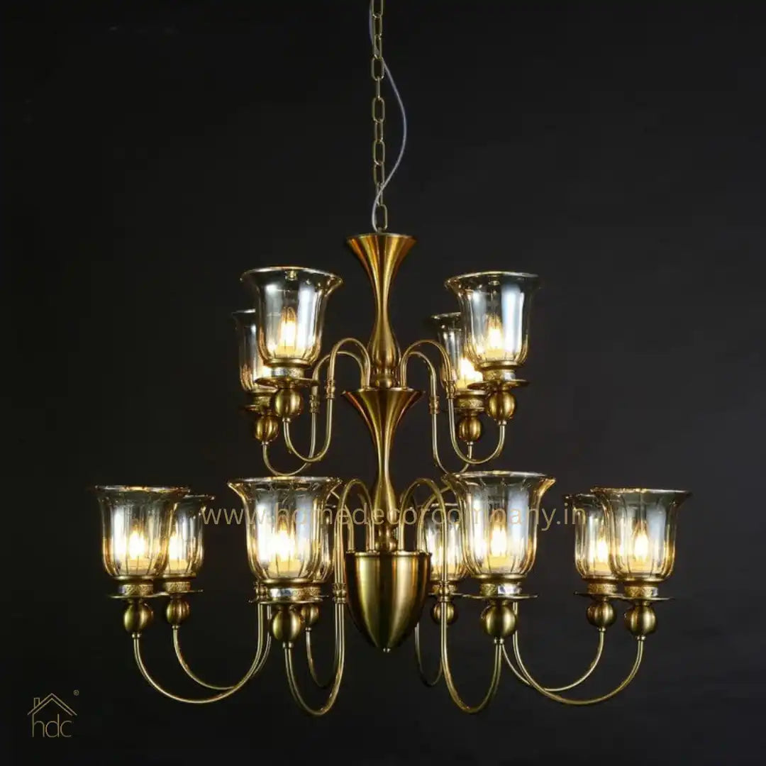 HDC 12 Light Champagne Glass Italian Brass Chandelier Light for Dining Hall