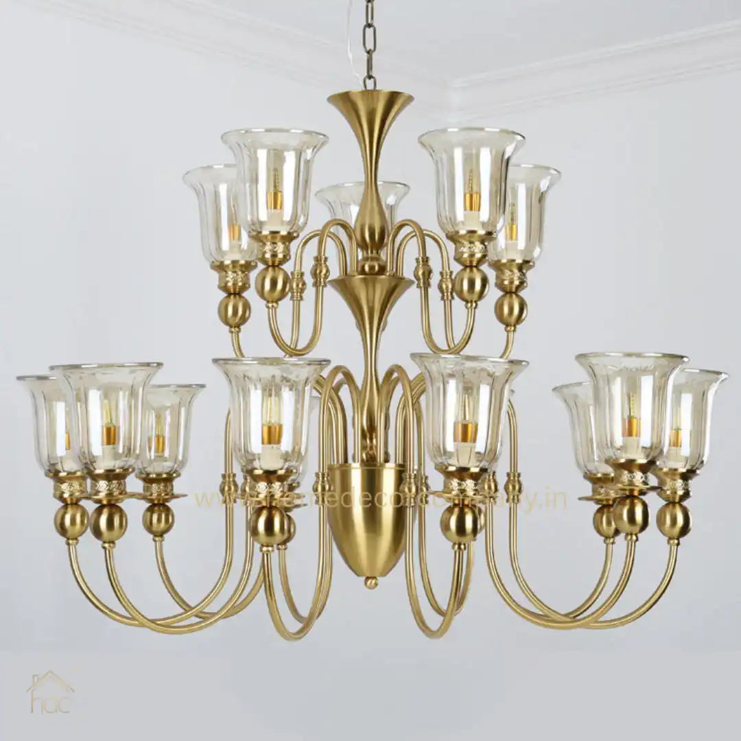 HDC 12 Light Champagne Glass Italian Brass Chandelier Light for Dining Hall
