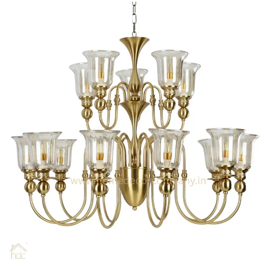 HDC 12 Light Champagne Glass Italian Brass Chandelier Light for Dining Hall