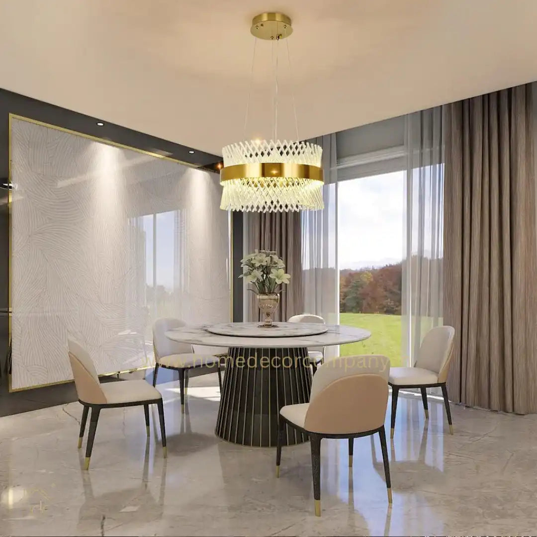 HDC Led Nordic Glass Chandelier Circle Pendant Light Creative Personality Circle Dining Room Chandelier